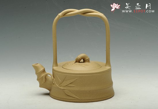紫砂壶图片：竹节提梁 - 宜兴紫砂壶网