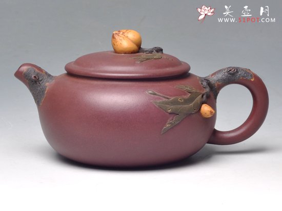 紫砂壶图片：寿桃（底槽青）全手... - 宜兴紫砂壶网