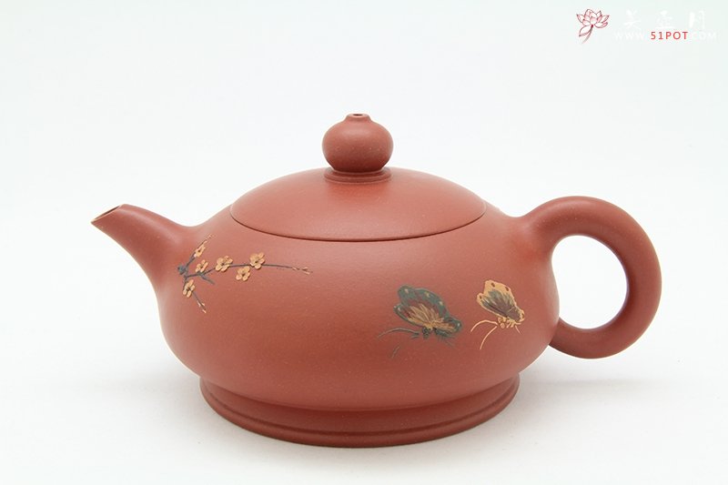 紫砂壶图片：蝶花 300cc 清水泥 - 宜兴紫砂壶网