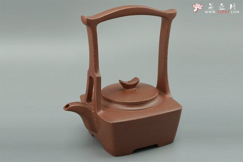 紫砂壶图片：斛进提梁壶 - 宜兴紫砂壶网