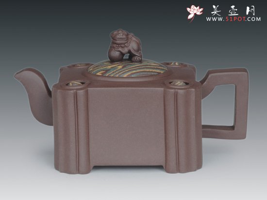 紫砂壶图片：貔貅四方 - 宜兴紫砂壶网