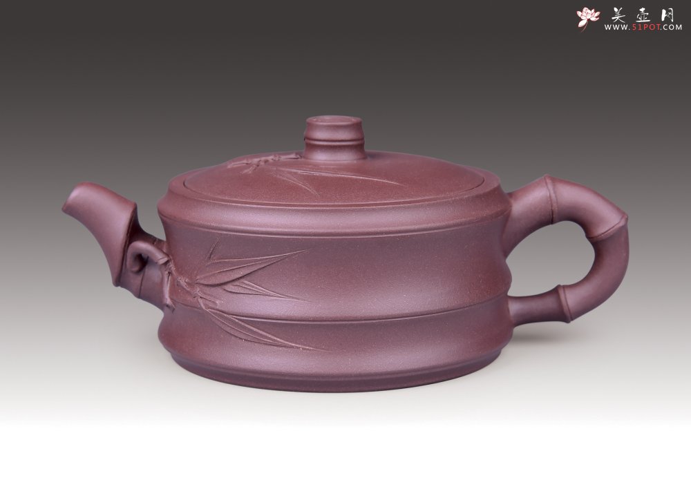 紫砂壶图片：双线圆竹 - 宜兴紫砂壶网