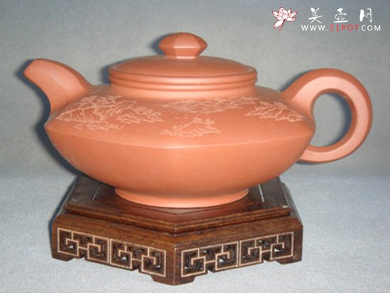 紫砂壶图片：六方合欢壶 - 宜兴紫砂壶网