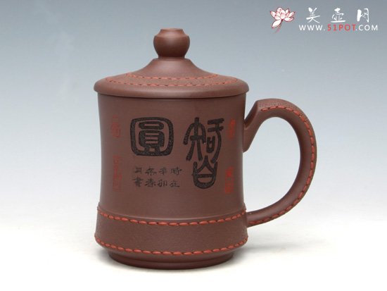 紫砂壶图片：智缘小皮包口杯（紫泥） - 宜兴紫砂壶网