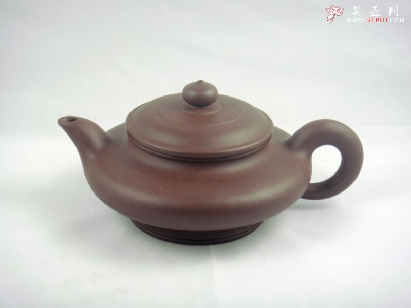 紫砂壶图片：虚扁(拼紫泥)300CC - 宜兴紫砂壶网