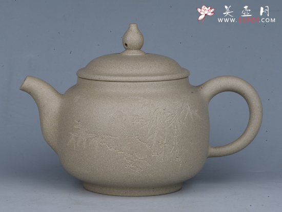 紫砂壶图片：高灯 容量：200cc  泥料：本山绿泥 - 宜兴紫砂壶网