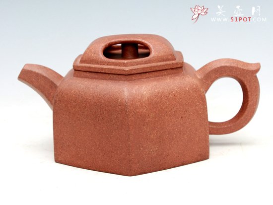 紫砂壶图片：六方牛盖  黄龙砂... - 宜兴紫砂壶网