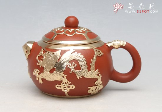 紫砂壶图片：包金西施100CC - 宜兴紫砂壶网