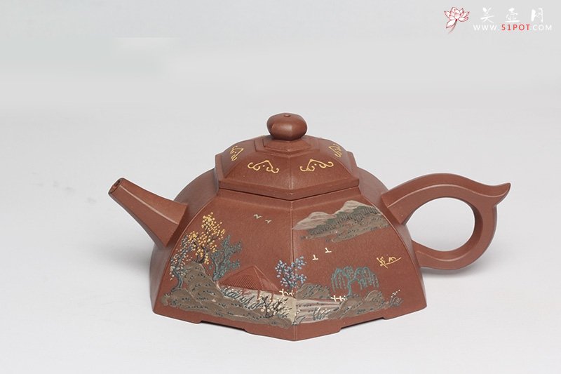 紫砂壶图片：六方斗笠 - 宜兴紫砂壶网