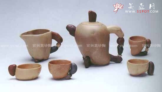 紫砂壶图片：阳羡溪头组壶 - 宜兴紫砂壶网