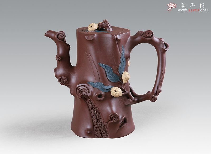 紫砂壶图片：大佛手桩壶 - 宜兴紫砂壶网