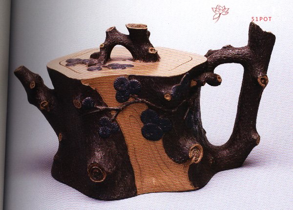 紫砂壶图片：大迎客松壶 - 宜兴紫砂壶网
