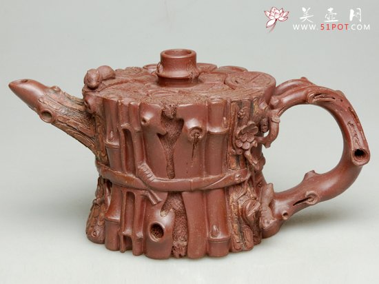 紫砂壶图片：束柴三友  190cc - 宜兴紫砂壶网