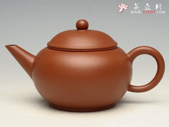 紫砂壶图片：水平 泥料：朱泥 150cc - 宜兴紫砂壶网