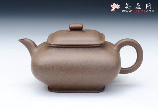 紫砂壶图片：四方虚扁壶 - 宜兴紫砂壶网