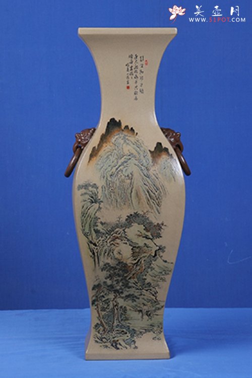 紫砂壶图片：鱼尾鹤颈瓶 - 宜兴紫砂壶网