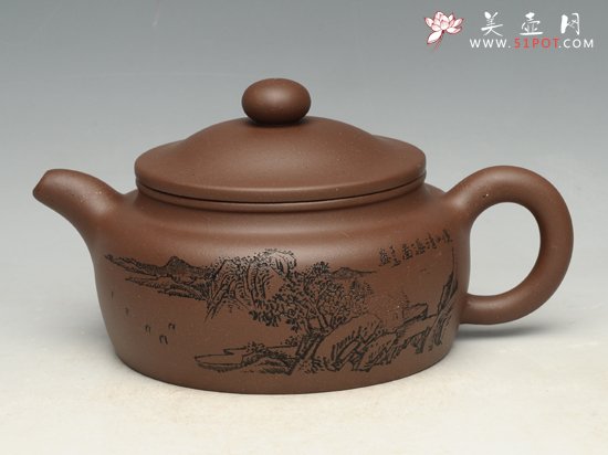 紫砂壶图片：元福壶     泥料：原矿老紫泥  容量：400cc - 宜兴紫砂壶网