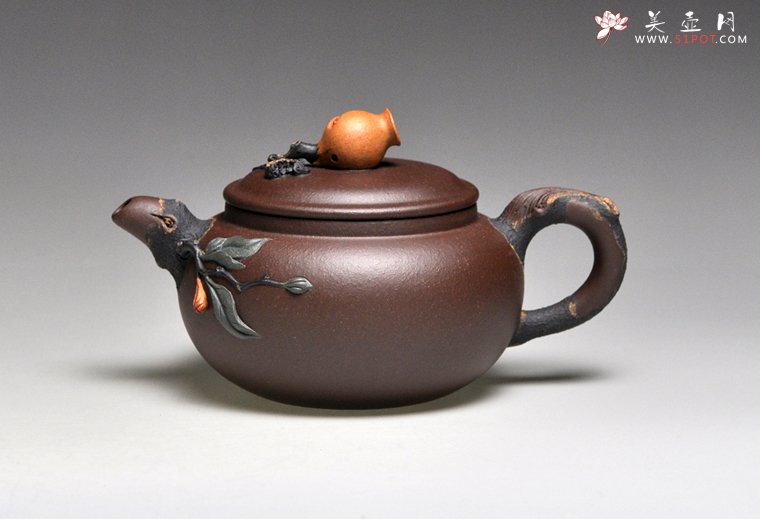紫砂壶图片：《石榴》泥料：紫泥  容量：200cc - 宜兴紫砂壶网