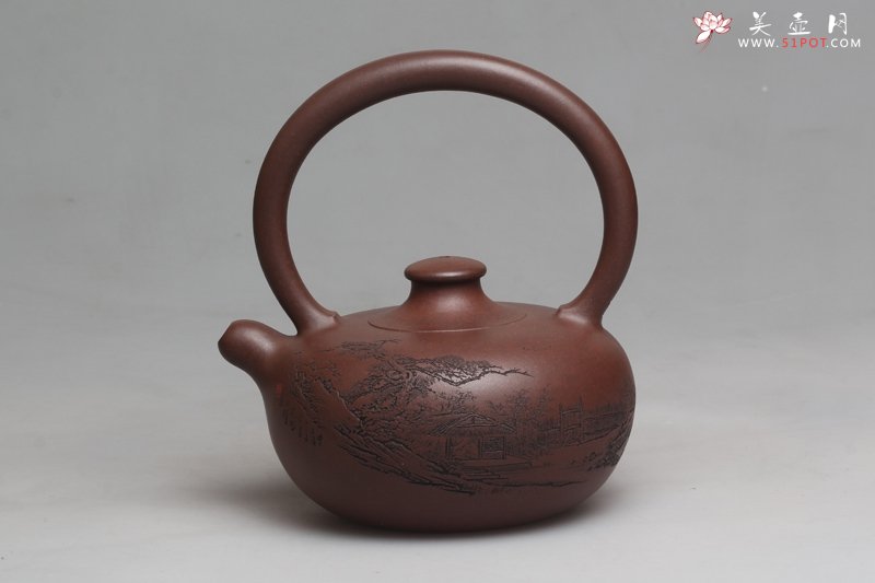 紫砂壶图片：山水提梁 - 宜兴紫砂壶网