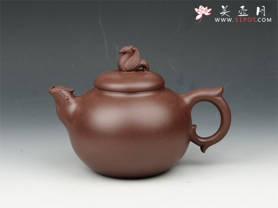 紫砂壶图片：凤鸣壶 480cc 原矿紫泥 - 宜兴紫砂壶网