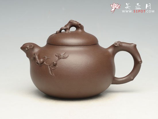紫砂壶图片：福寿壶、紫泥、全手工 、薄胎 - 宜兴紫砂壶网