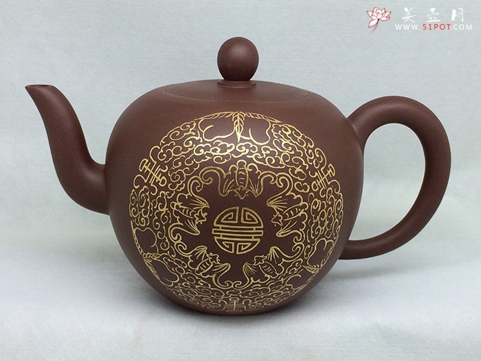 紫砂壶图片：鎏金美人肩 - 宜兴紫砂壶网