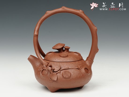 紫砂壶图片：灵芝提梁 - 宜兴紫砂壶网