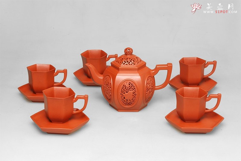 紫砂壶图片：金色年华组壶 - 宜兴紫砂壶网