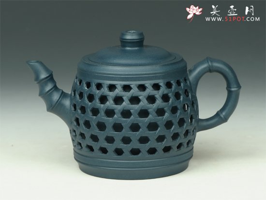 紫砂壶图片：双层镂空竹编 - 宜兴紫砂壶网