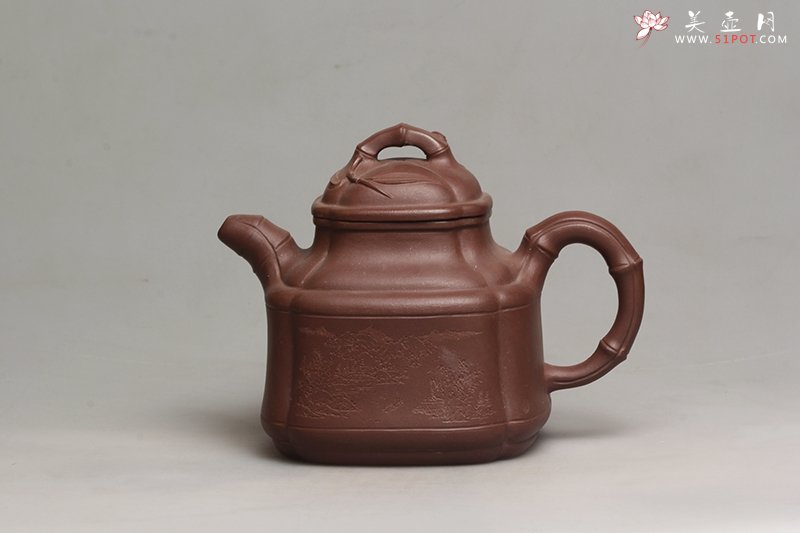 紫砂壶图片：四方竹鼎壶 - 宜兴紫砂壶网