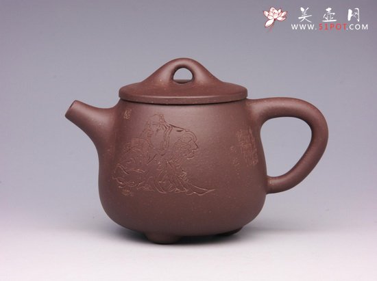 紫砂壶图片：石瓢（何忍群刻绘） - 宜兴紫砂壶网