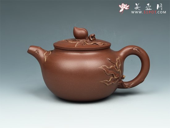 紫砂壶图片：寿桃壶 - 宜兴紫砂壶网