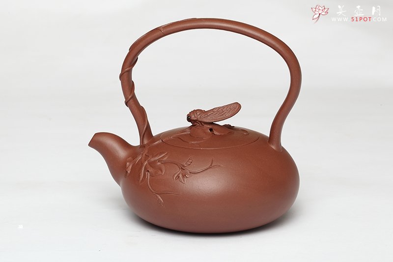紫砂壶图片：静蝉提梁 - 宜兴紫砂壶网
