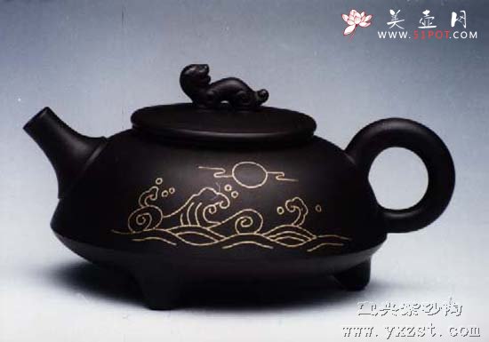 紫砂壶图片：镶金旭日东升壶 - 宜兴紫砂壶网