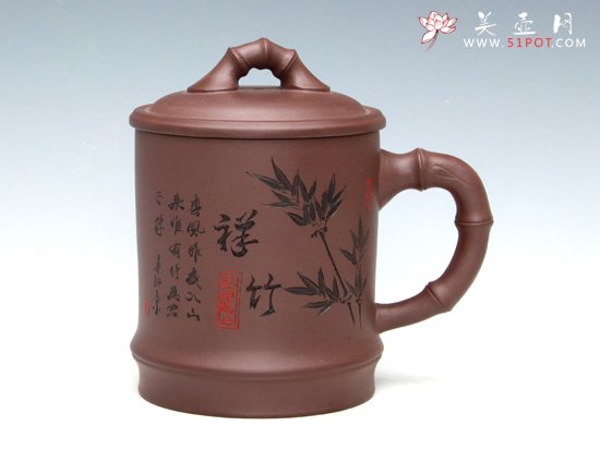 紫砂壶图片：祥竹杯（紫泥） - 宜兴紫砂壶网