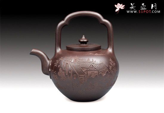 紫砂壶图片：8 吴经提梁 - 宜兴紫砂壶网