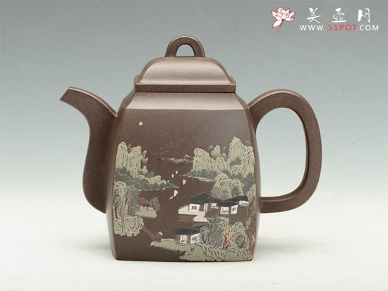 紫砂壶图片：泥绘汉方 - 宜兴紫砂壶网