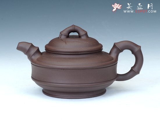 紫砂壶图片：双线竹鼓壶 - 宜兴紫砂壶网