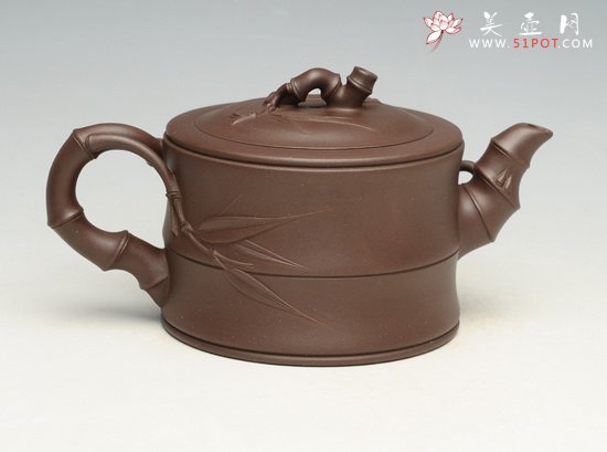 紫砂壶图片：竹段3  400cc - 宜兴紫砂壶网