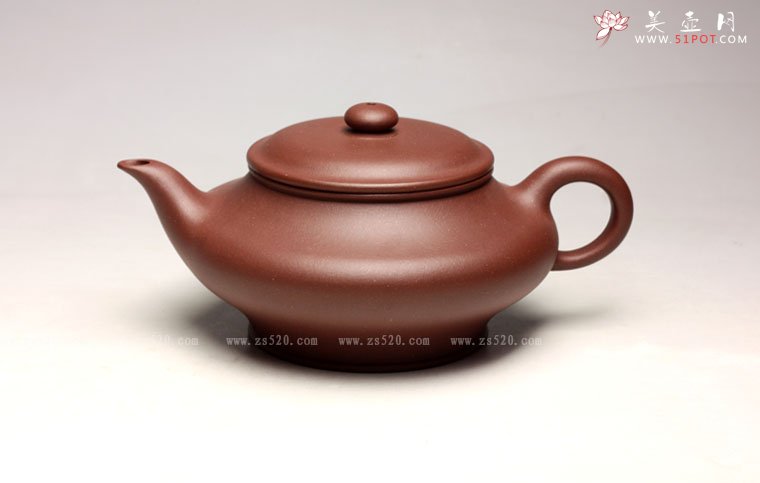 紫砂壶图片：全手工《虚扁》泥料：原矿底槽青 容量：400cc - 宜兴紫砂壶网