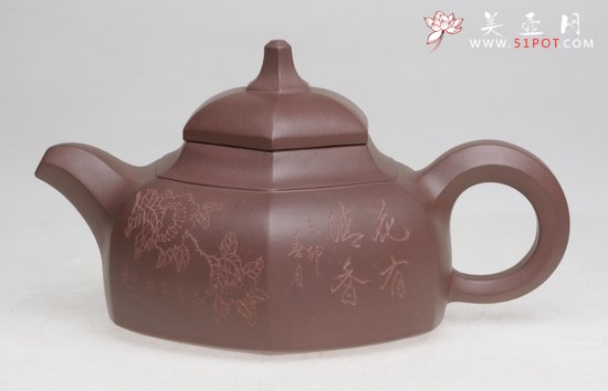 紫砂壶图片：六方菱花 - 宜兴紫砂壶网