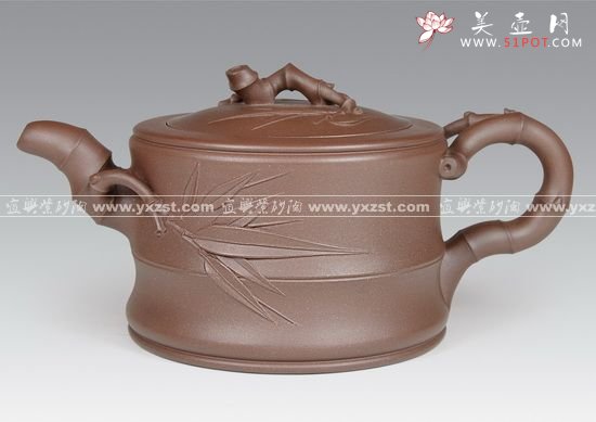 紫砂壶图片：可心式竹段壶 拷贝 - 宜兴紫砂壶网