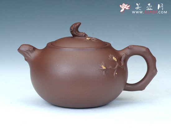 紫砂壶图片：漂口玉兰壶 - 宜兴紫砂壶网