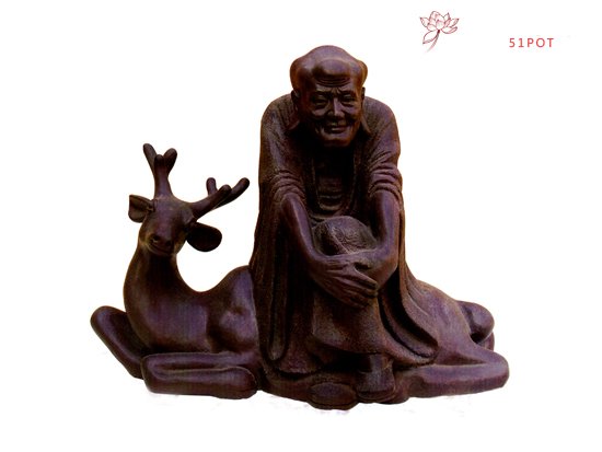 紫砂壶图片：坐鹿罗汉作者：高级工艺师吴克强 - 宜兴紫砂壶网