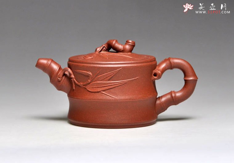 紫砂壶图片：《竹趣》泥料：清水泥 容量：200cc - 宜兴紫砂壶网