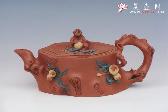 紫砂壶图片：金猴尝仙（清水泥） - 宜兴紫砂壶网