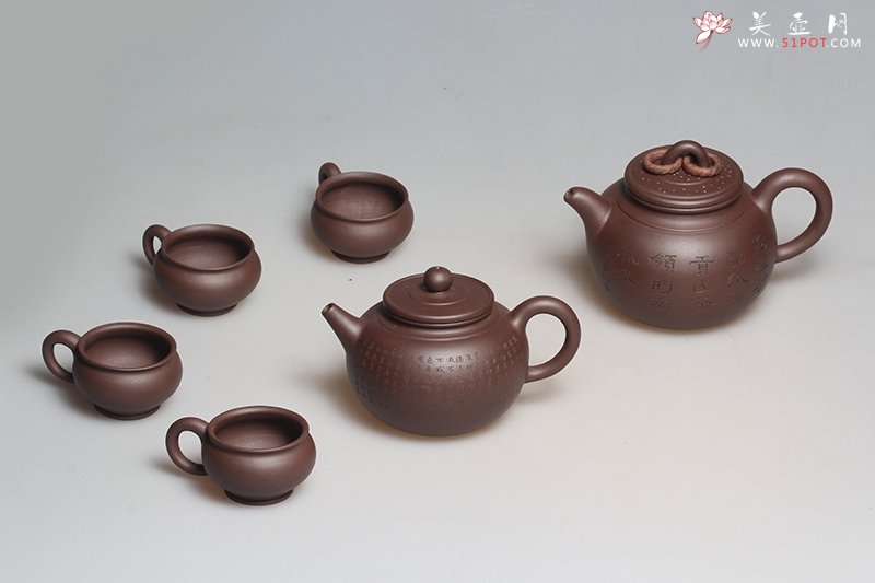 紫砂壶图片：神僧六件套 - 宜兴紫砂壶网