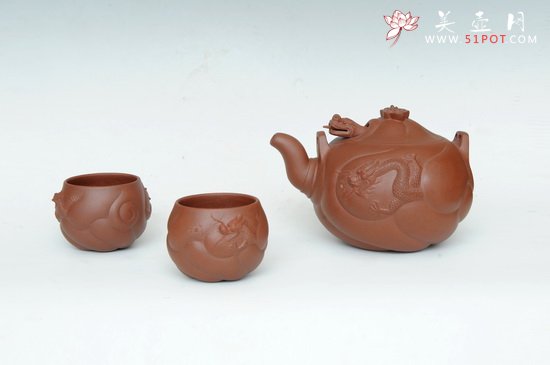 紫砂壶图片：鱼化龙套壶 - 宜兴紫砂壶网