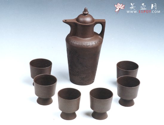 紫砂壶图片：酒壶套具 - 宜兴紫砂壶网