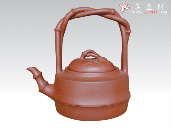 紫砂壶图片：竹节提梁  紫泥 ... - 宜兴紫砂壶网